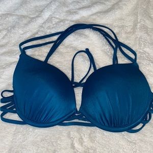 Teal/ blue bathing suit push up top